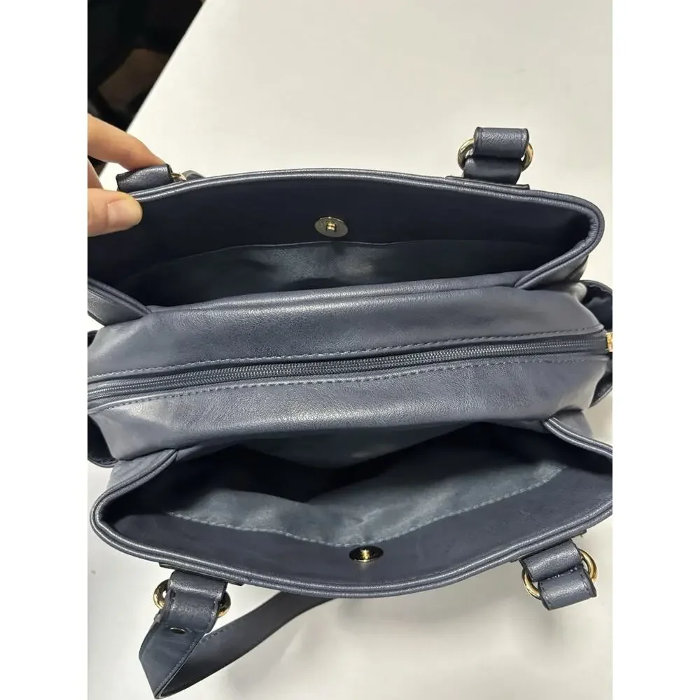 INC International Concepts Blue Faux Leather Shoulder Bag Essential Timeless‎